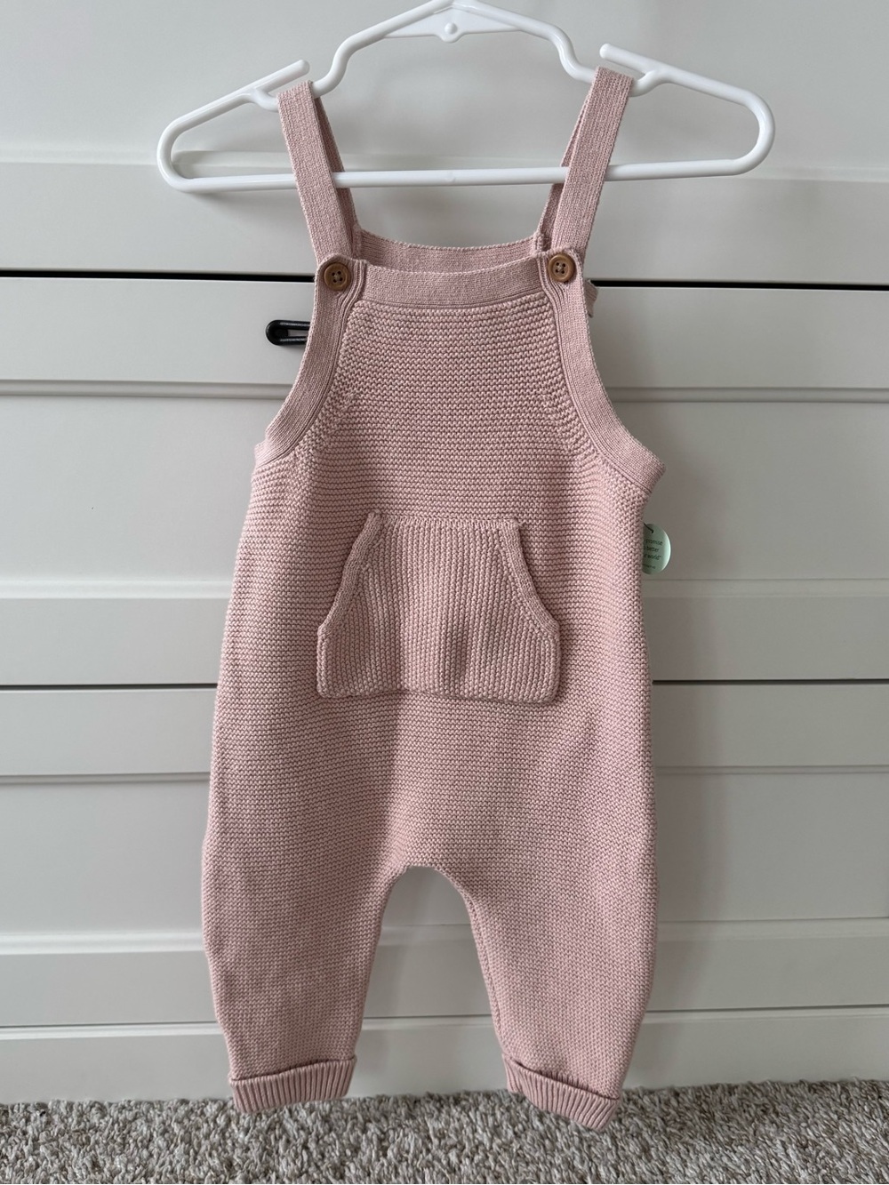 NWT Little Planet By Carters Organic Cotton Knit Overalls Outfit Pink Girls 6m
